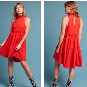 Elliatt for Anthropologie Red Orange High Neck Sleeveless Dress - Size Medium